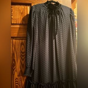 Alex Marie Dress-Long-Sleeved Velvet Dot